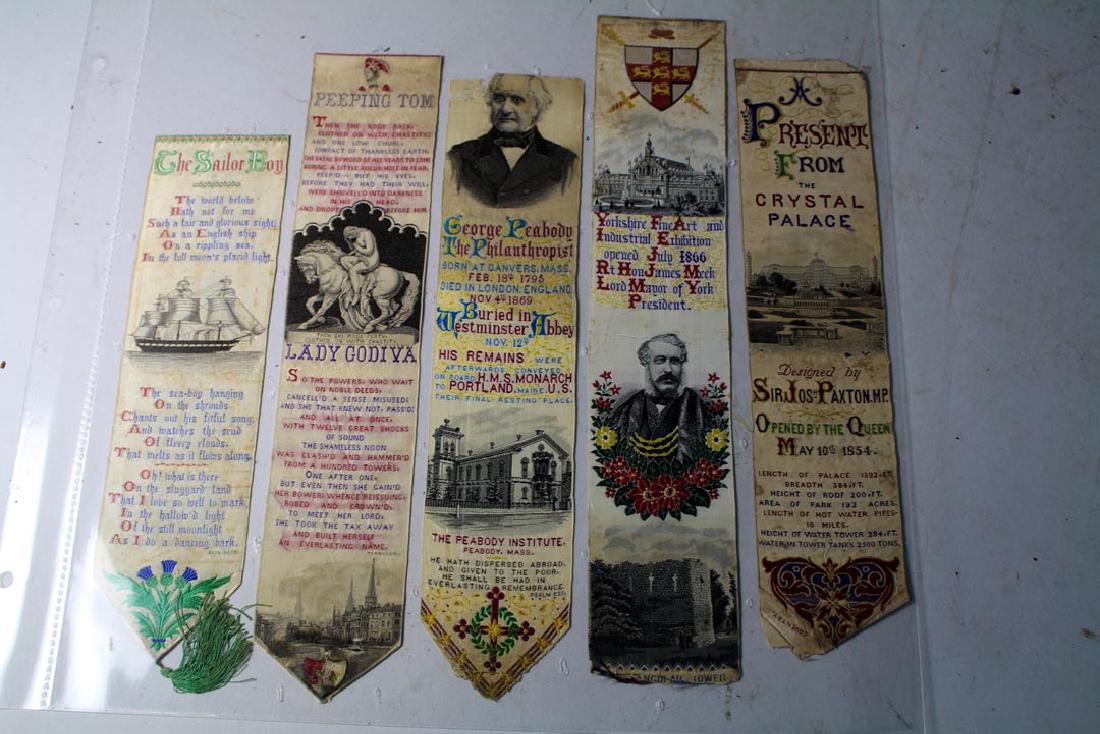 Five Woven Silk Stevengraph Bookmarks