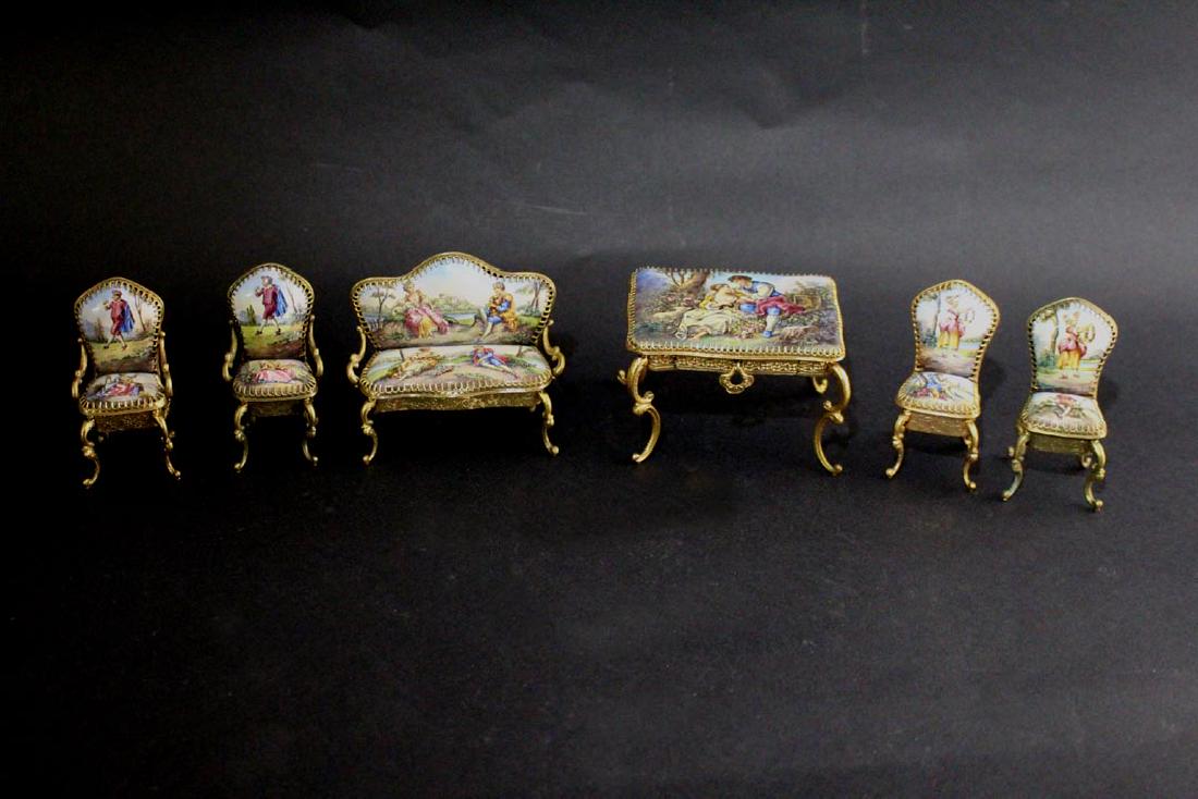 Miniature Viennese Enameled Parlor Set (1 of 8)