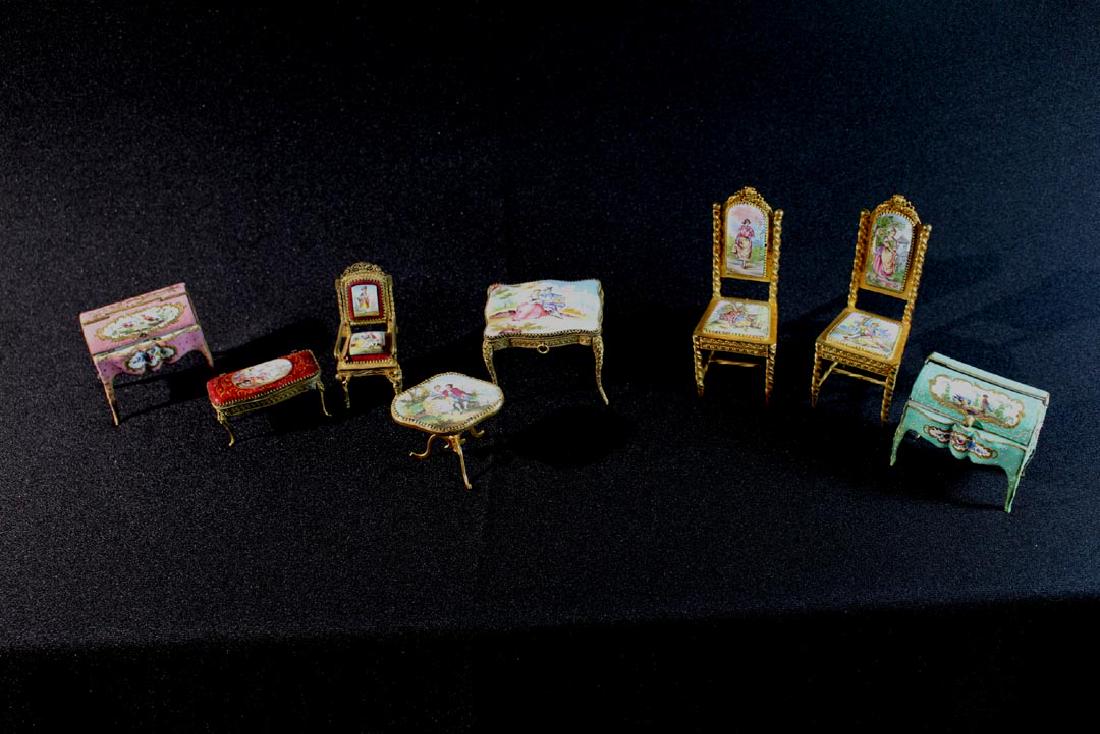 Group Of Miniature Viennese Enameled Furniture (1 of 6)