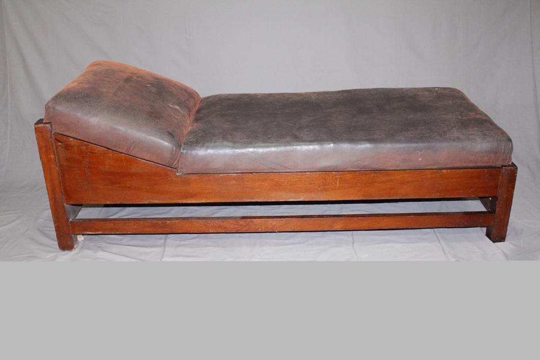 Oak Arts & Crafts Stickley Brothers Fainting Couch: Unsigned fainting couch with recovered cushions. Frame measures 72" x 28" x 13 1/2" high at foot and 22" high at head. Original finish with scuffs.
