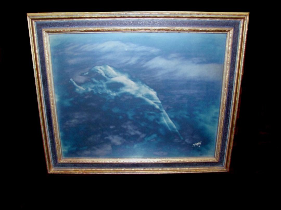 Edward Curtis, BLUE APHRODITE: Titled " Floating Aphrodite" by Edward Sheriff Curtis, blue toned gelatin silver print, signed in the plate. Frame opening: 13 1/2" x 10 1/2". Frame size: 16 1/2" x 13 1/2" high. No visible damage, no