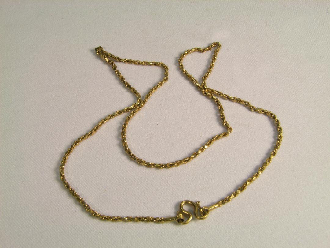 25 1/2" 22K Yellow Gold Chain.: Nugget style chain totaling 25 1/2". Tested 22K yellow gold. Double hook closure will accommodate a pendant. 19.3 dwt.