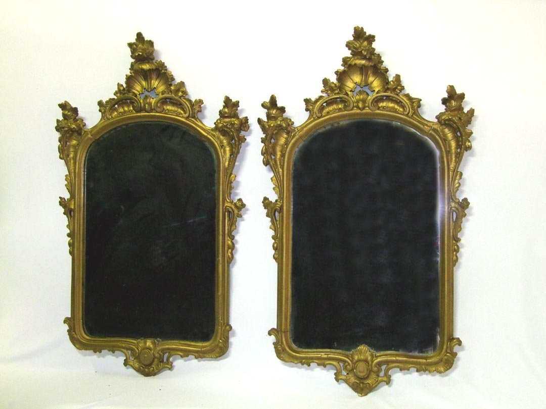 Pair Gold Gesso Wall Mirrors