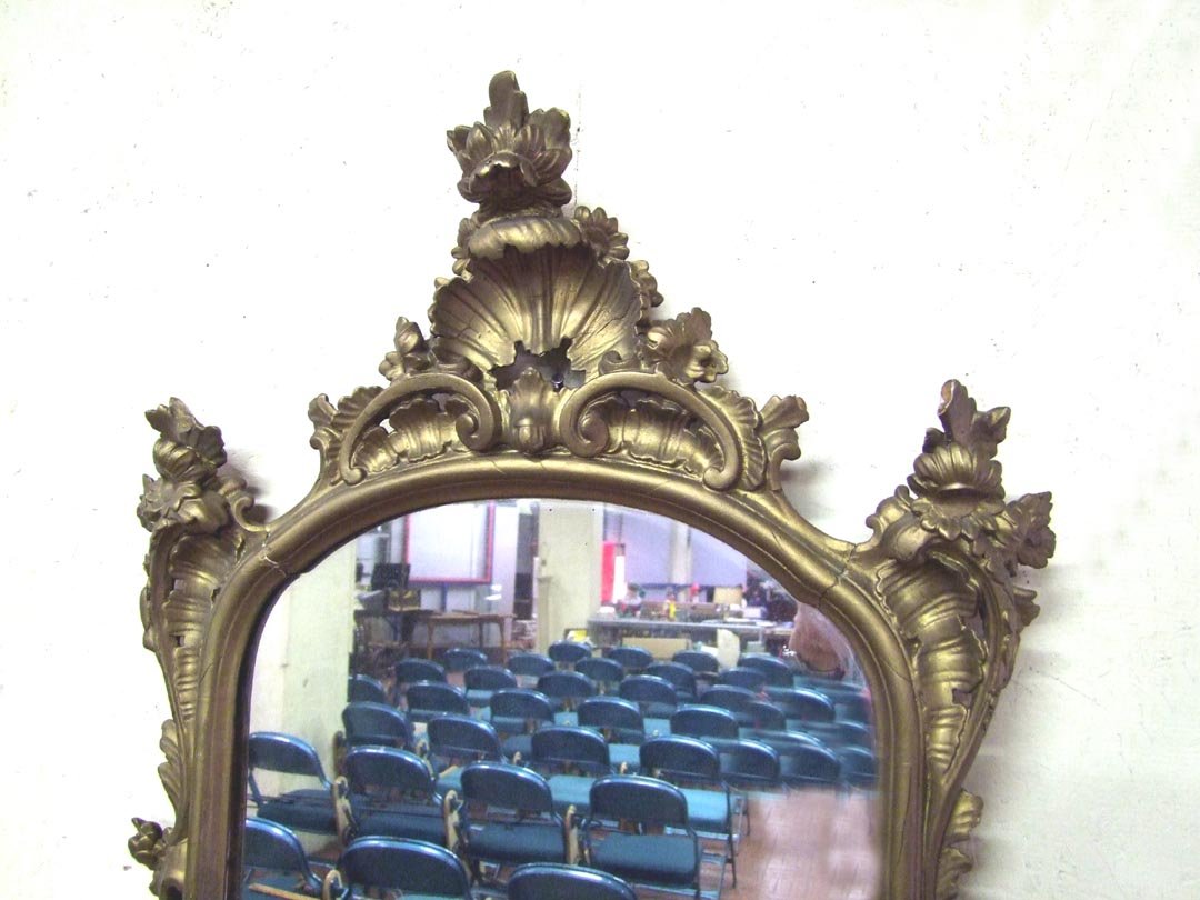 Pair Gold Gesso Wall Mirrors - 2