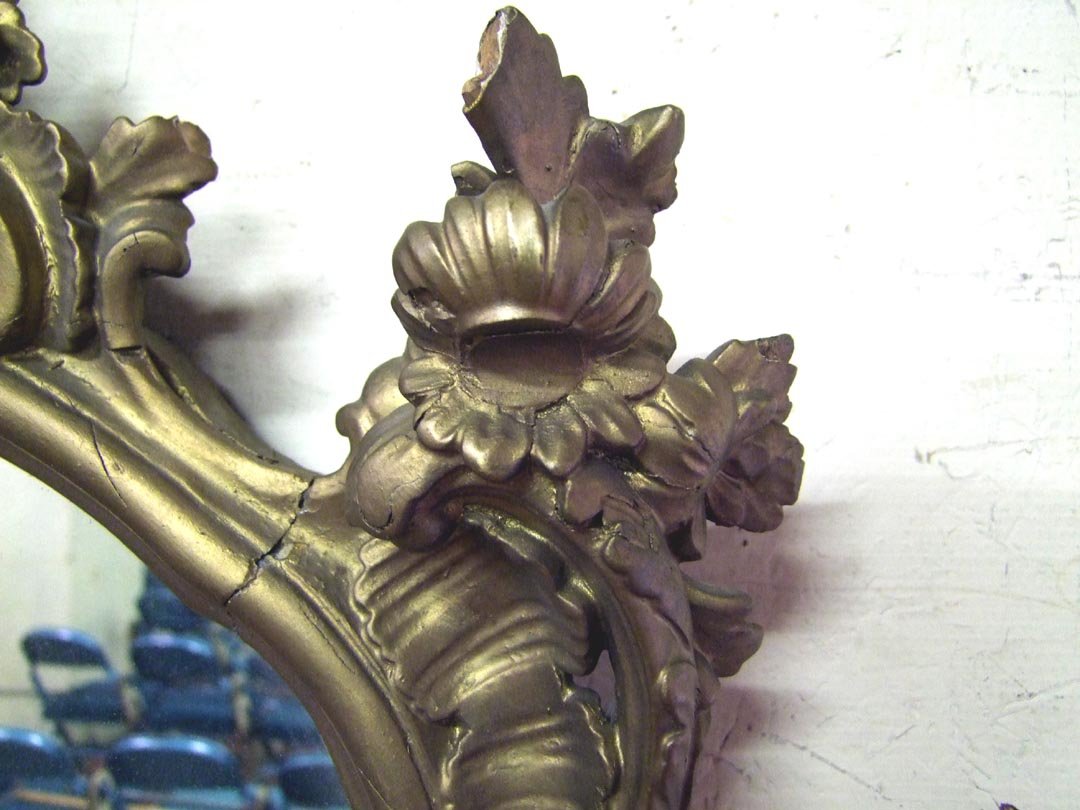 Pair Gold Gesso Wall Mirrors - 5