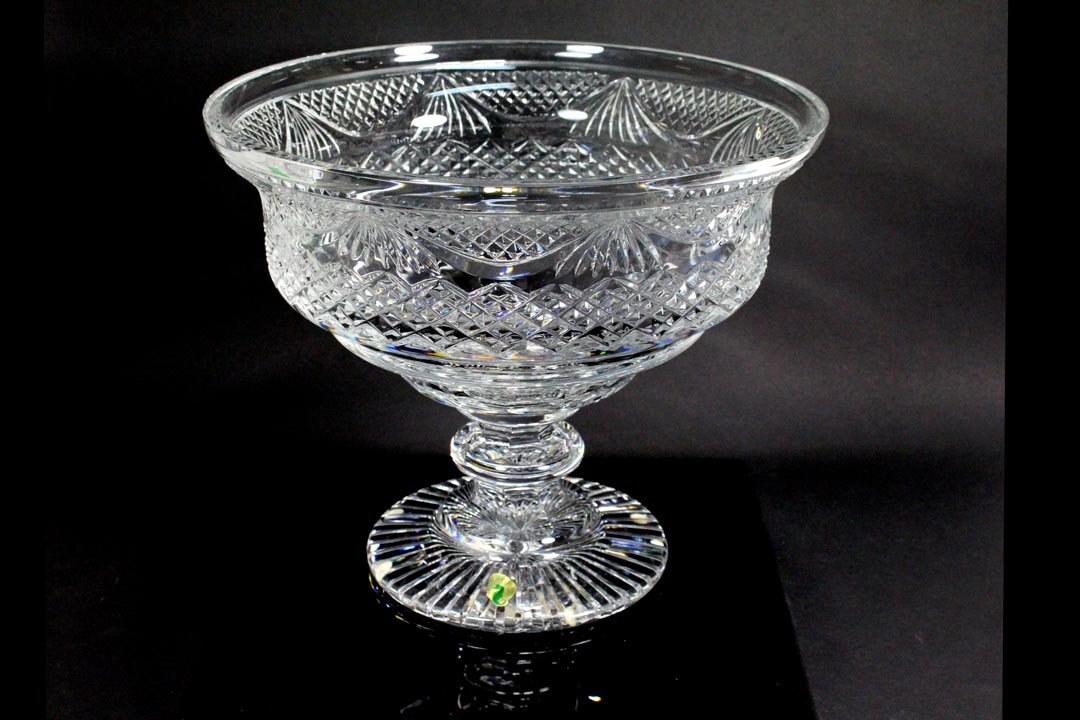 Waterford 9/100: Limited edition and number 9 of 100 Des Studio Dunmore Centerpiece. 12 1/4" diameter x 10 1/4" high. Original box is taped. No damage or wear. Waterford stamp mark.