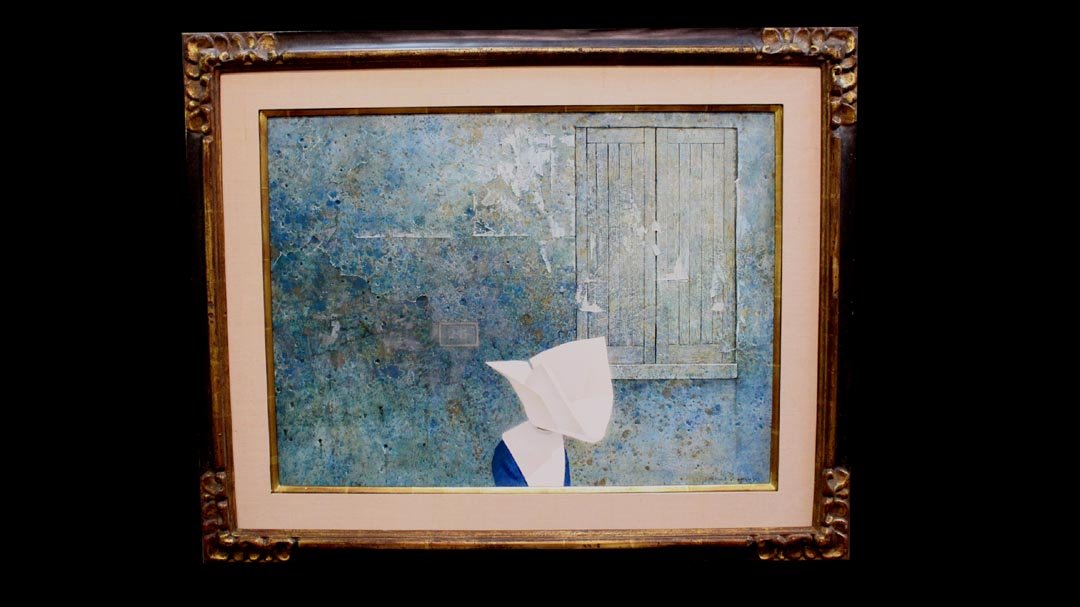 Robert Vickrey Tempera Painting: Robert Remsen Vickrey (American 1926 - 2011) egg tempera painting on masonite of a Nun titled "Number 25". On the back is the original Midtown Galleries, New York 22, N.Y. label when the gallery was l