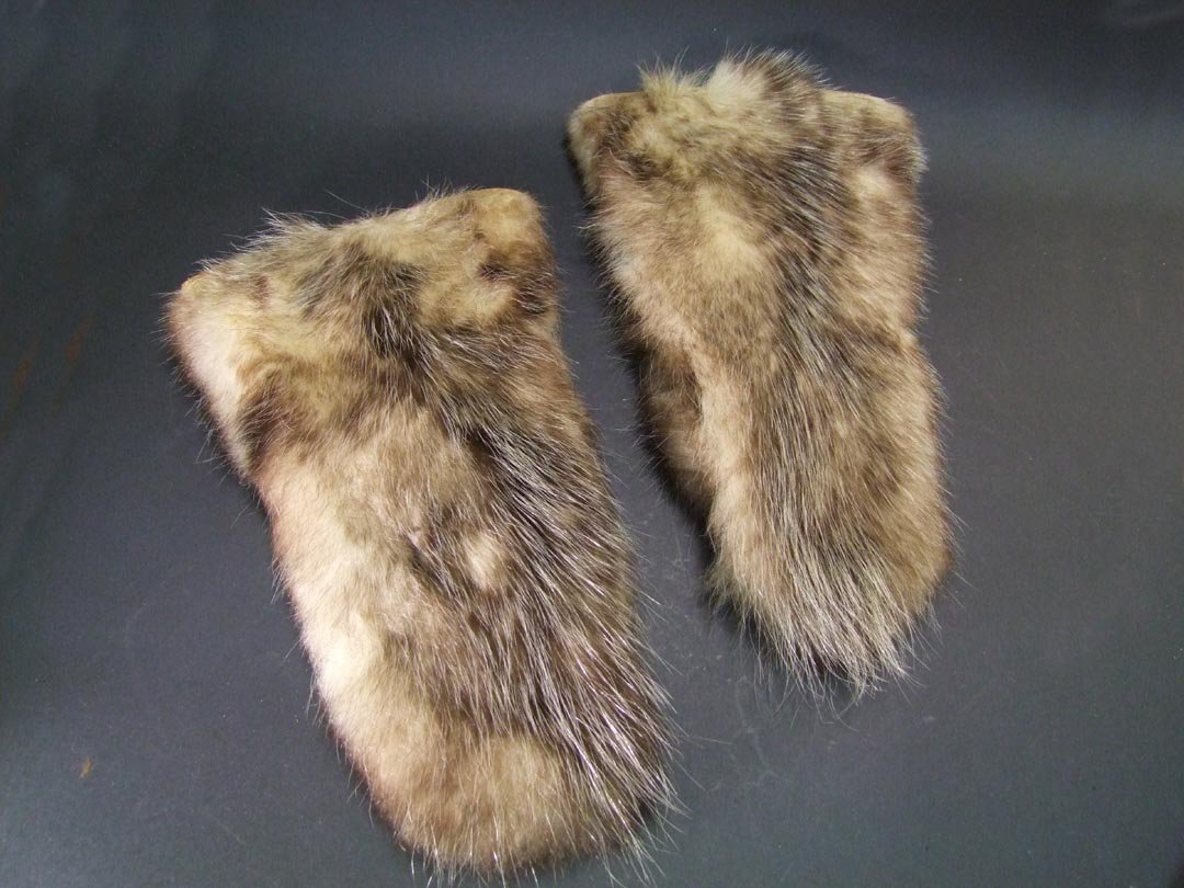 Wolf Fur Gloves: Size medium glove made of wolf hide.