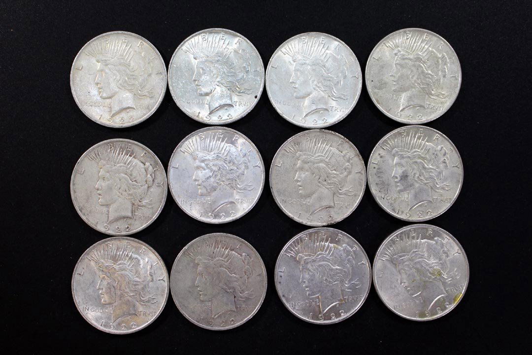 Twelve 1922 Peace Dollars (1 of 2)