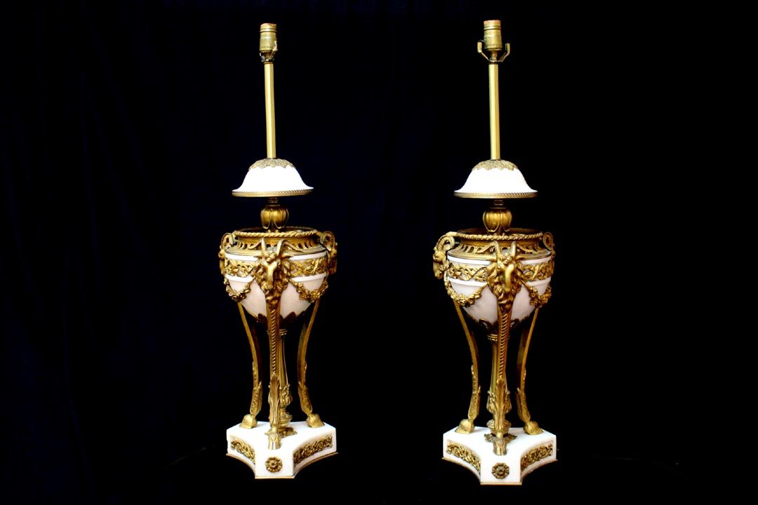Alabaster And Bronze French Empire Lamps (1 of 6)