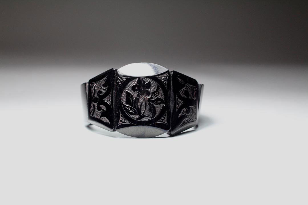 Carved Victorian Jet Bracelet (1 of 2)