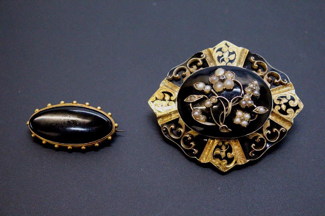 Two Gold Victorian Mourning Pins (1 of 5)