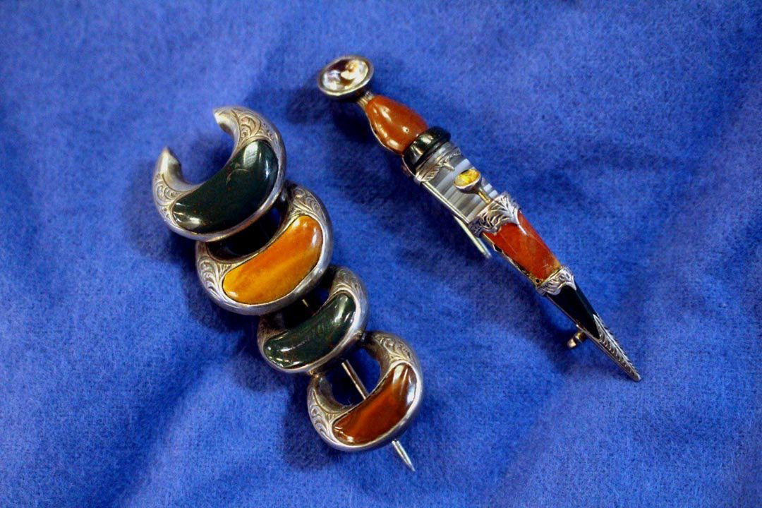 Two Scottish Agate Kilt Pins (1 of 2)
