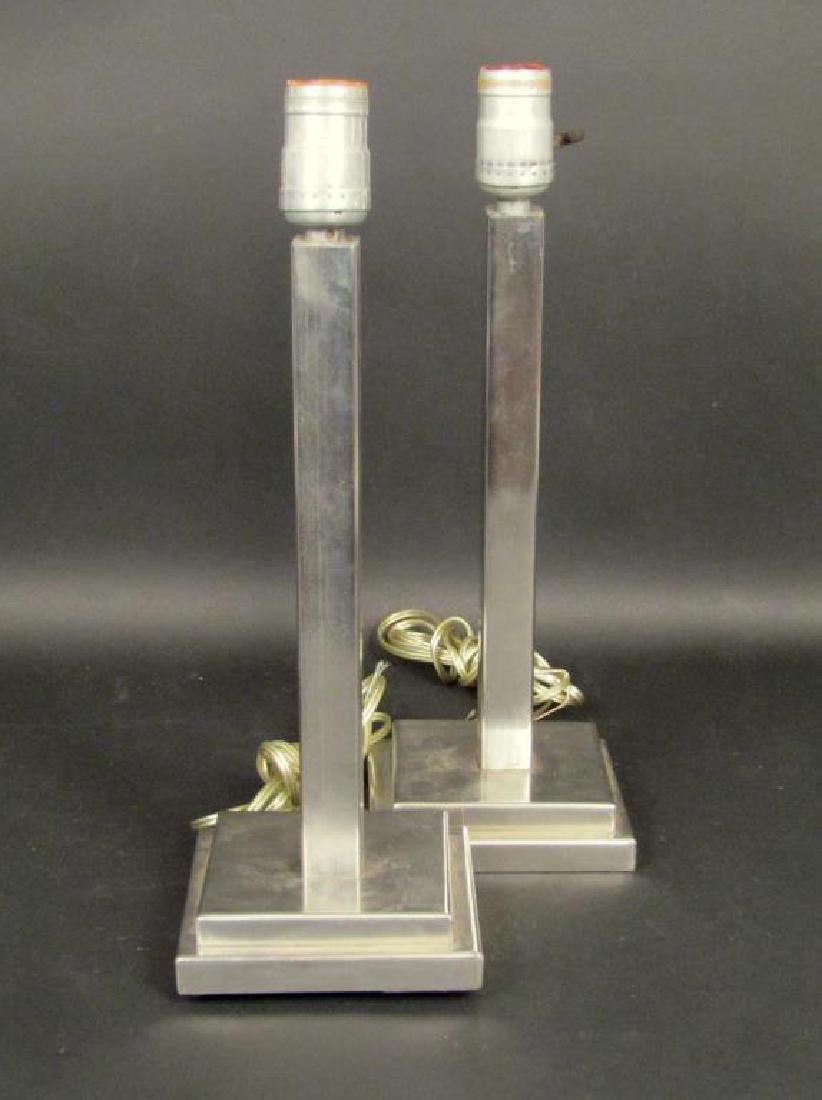 Pair Chrome Candlestick Lamps (1 of 4)