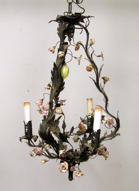 French Style 3 Light Tole Chandelier (1 of 4)