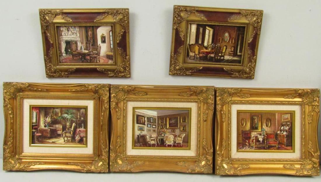 5 Framed Oils on Panel (1 of 4)