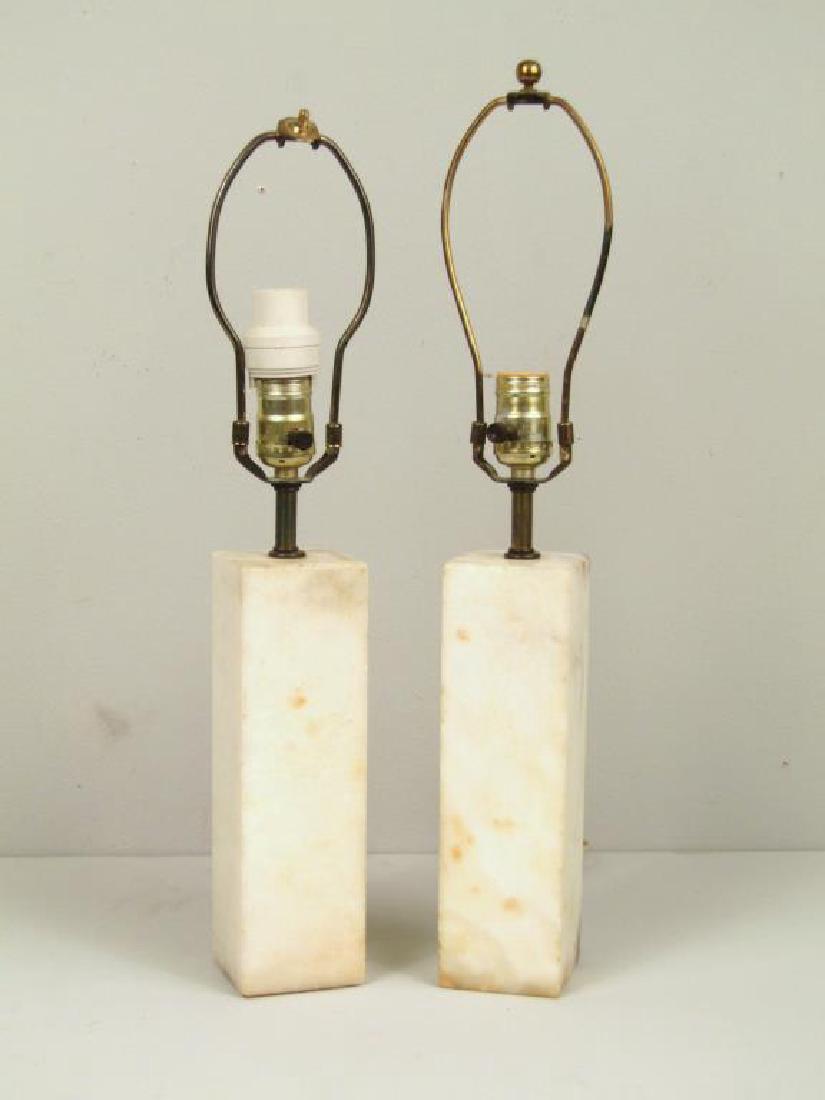Pair Mid Century Squared Marble Table Lamps (1 of 6)