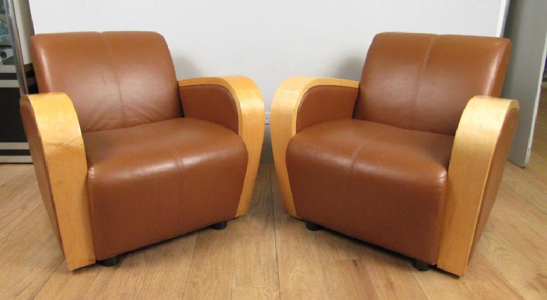 Pair Art Deco Style Club Chairs (1 of 6)