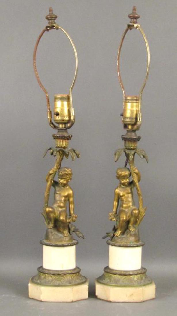 Pair Gilt Bronze Putti Table Lamps (1 of 6)