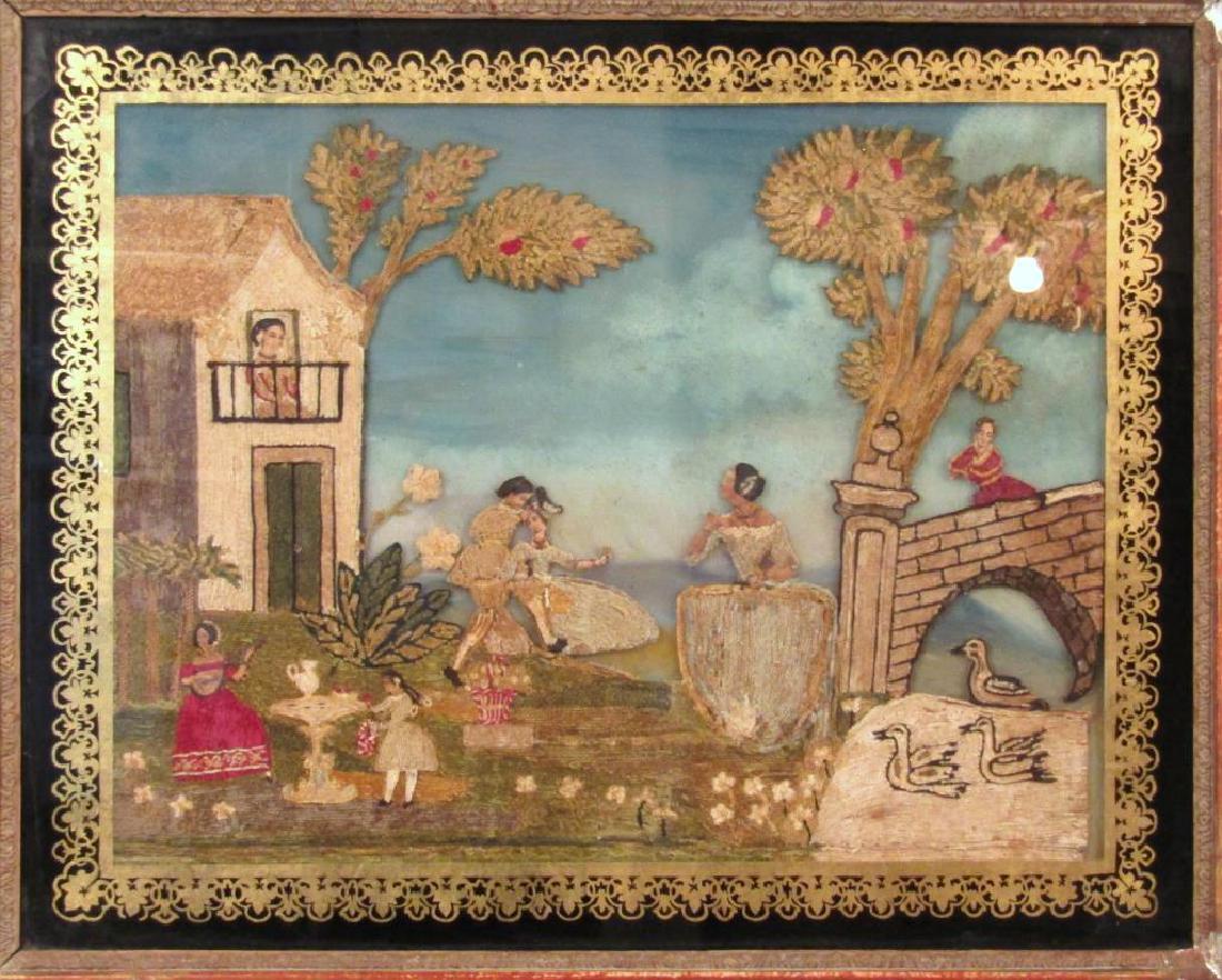 Antique Framed Stumpwork Picture (1 of 5)