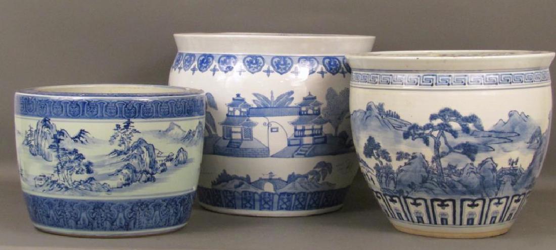 3 Chinese Blue and White Planters (1 of 9)