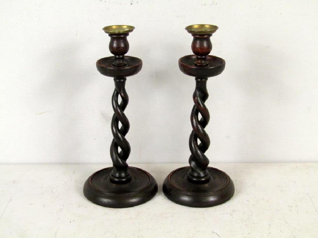 Pair Barley Twist Post Candlesticks (1 of 2)