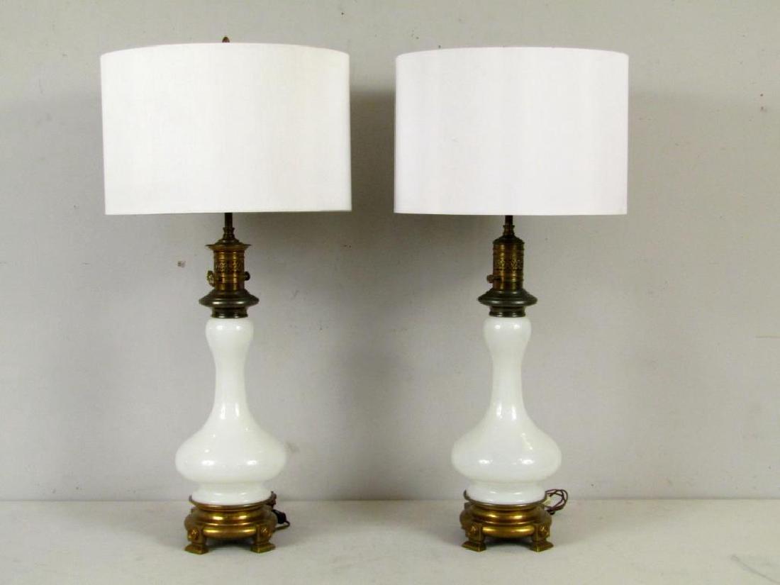Pair French Style Milk Glass Lamps (1 of 7)