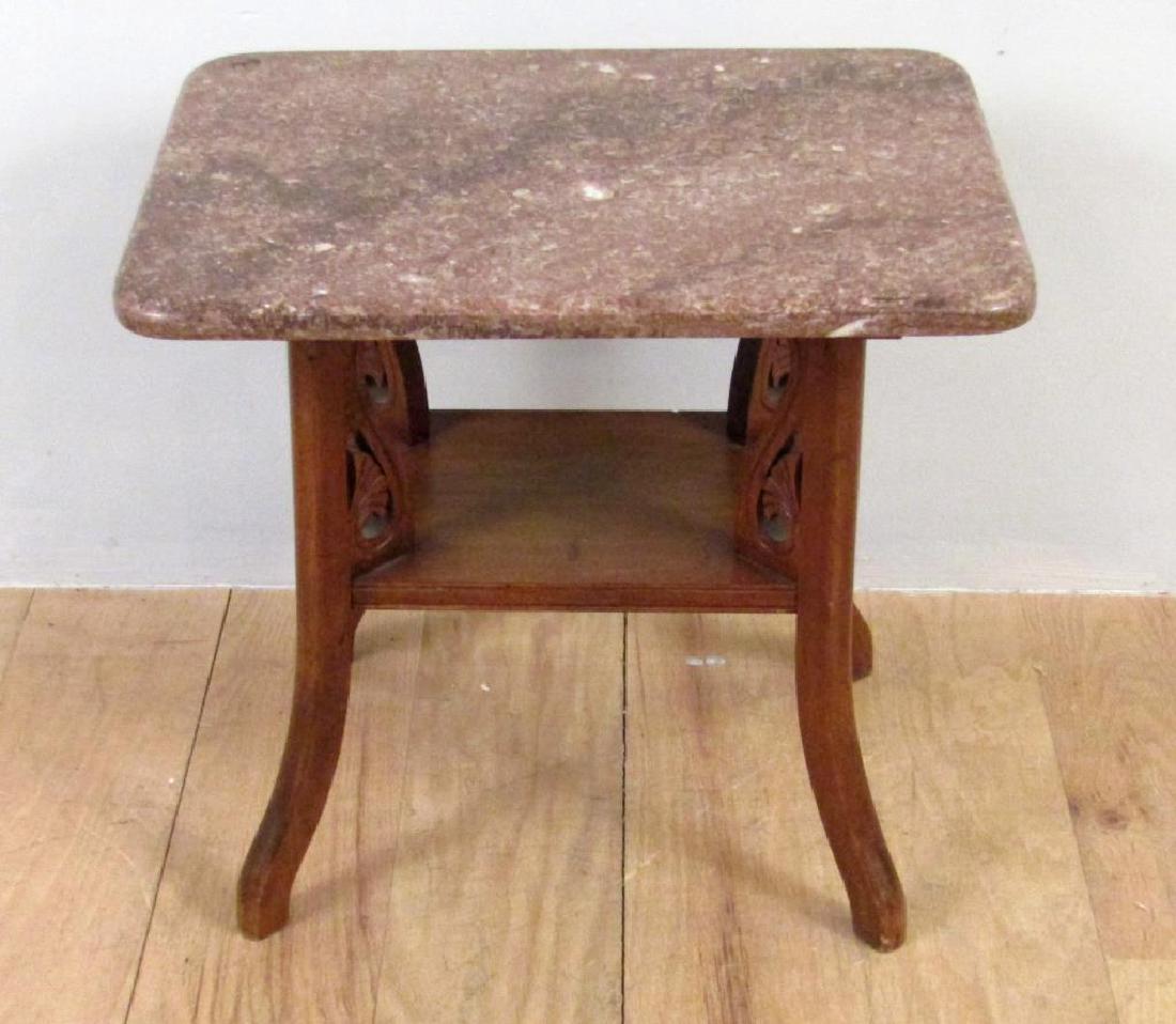 Small Arts & Crafts Marble Top Stand (1 of 4)