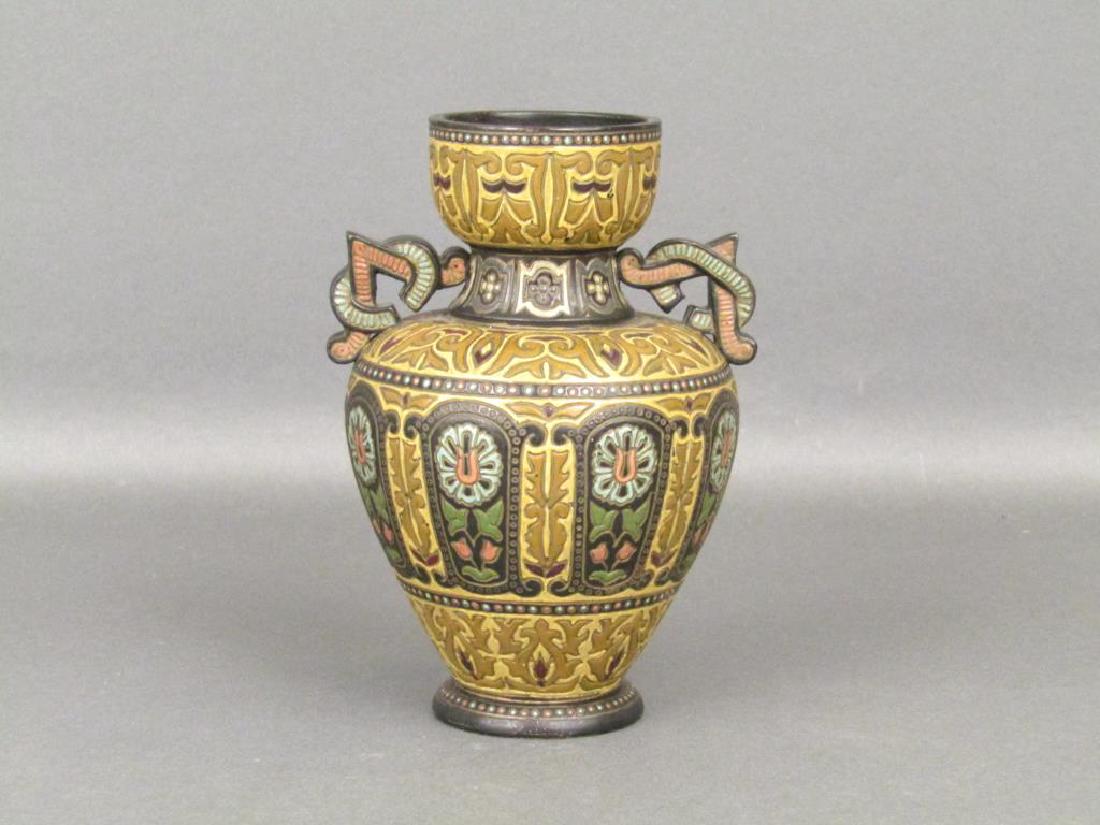 Mettlach Painted Ceramic Vase (1 of 6)