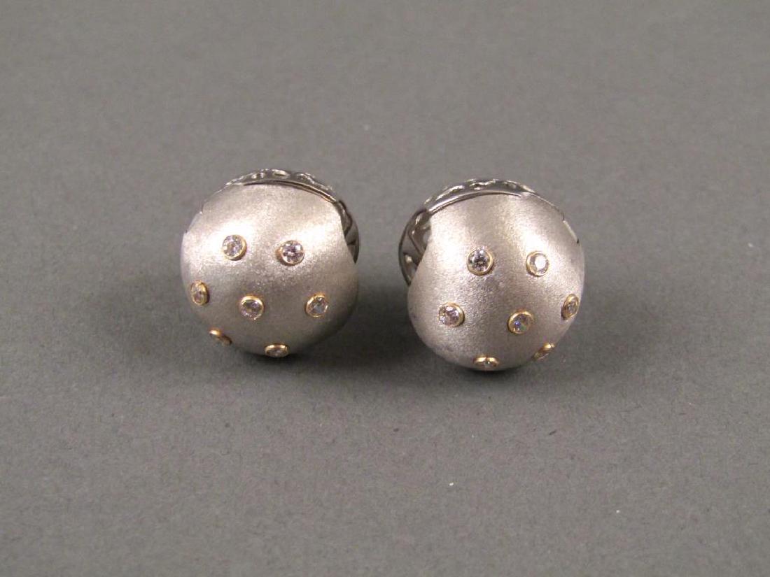 Pair 14K White Gold & Diamond Earrings (1 of 3)