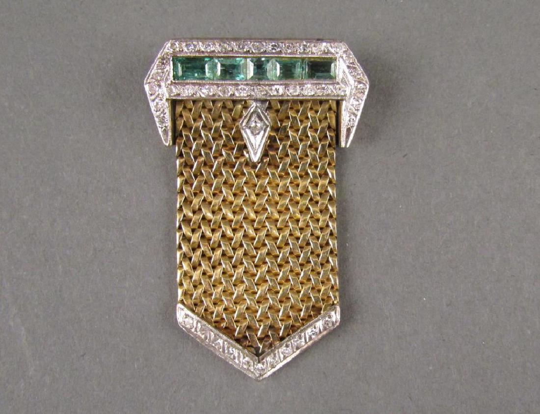 Art Deco Diamond & Emerald Brooch (1 of 3)