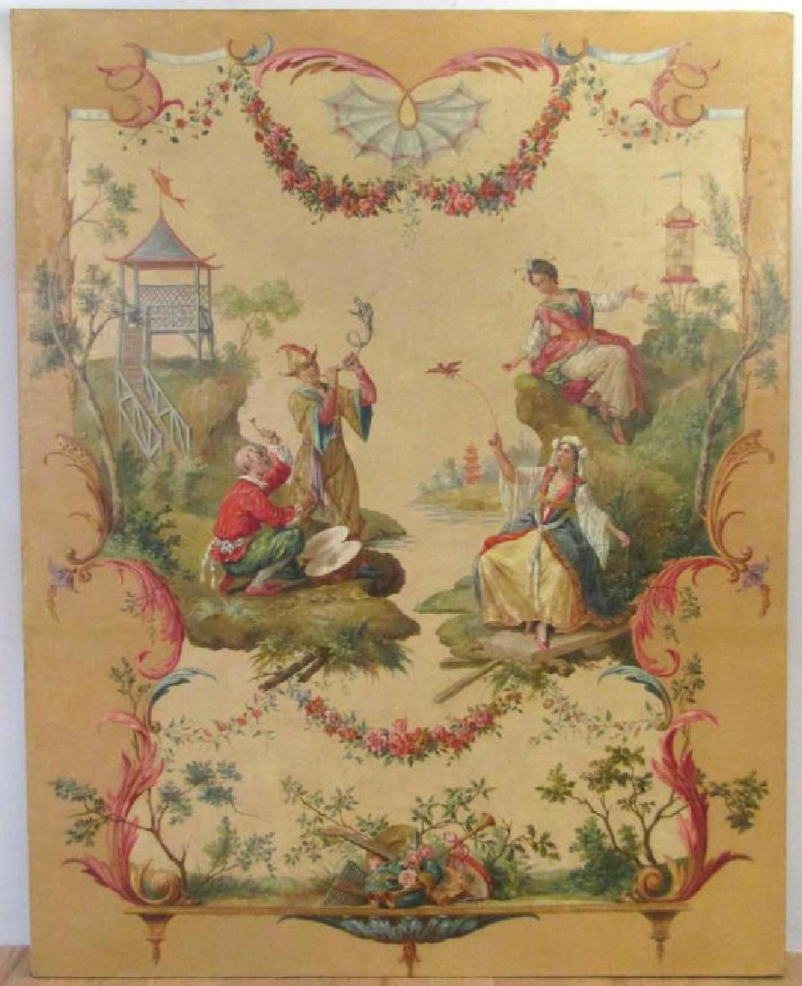 Large Antique Chinese Export Oil on Canvas (1 of 13)
