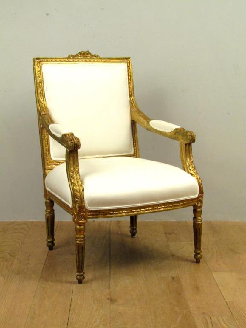 French Style Gilt Carved Fauteuil (1 of 6)