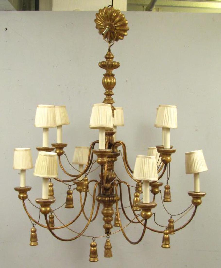 Paul Ferrante Gilt Wood 12 Light Chandelier (1 of 5)