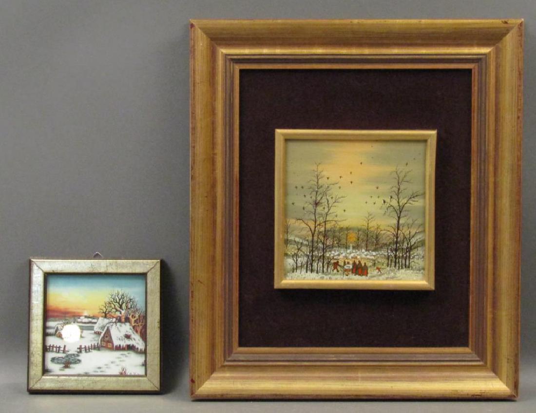 2 Signed Reverse Paintings on Glass (1 of 5)