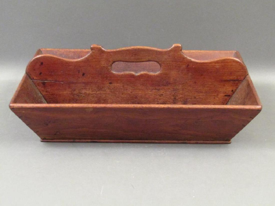 Antique Sculpted Handle Wood Basket Tray (1 of 6)