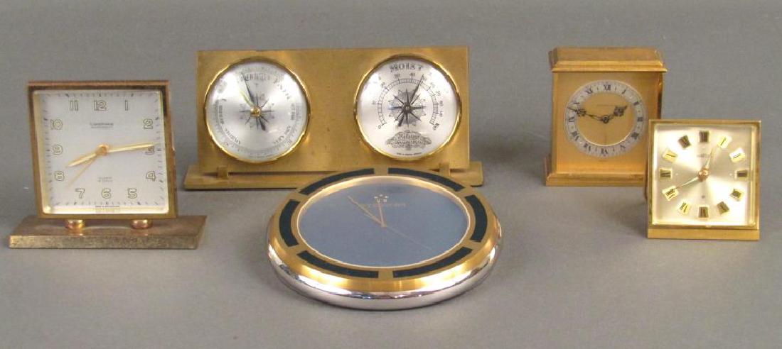 4 Brass Desk Clocks and Brass Barometer (1 of 7)