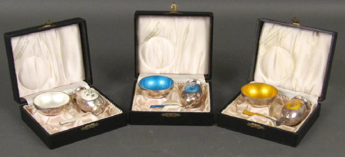 3 Sets Danish Enamel Sterling Salts (1 of 5)