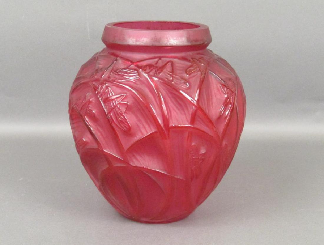 Lalique Style Red Glass Vase (1 of 6)