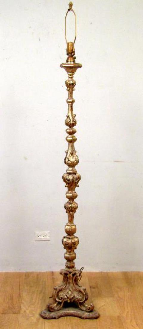Italian Carved and Silvered Floor Lamp (1 of 6)