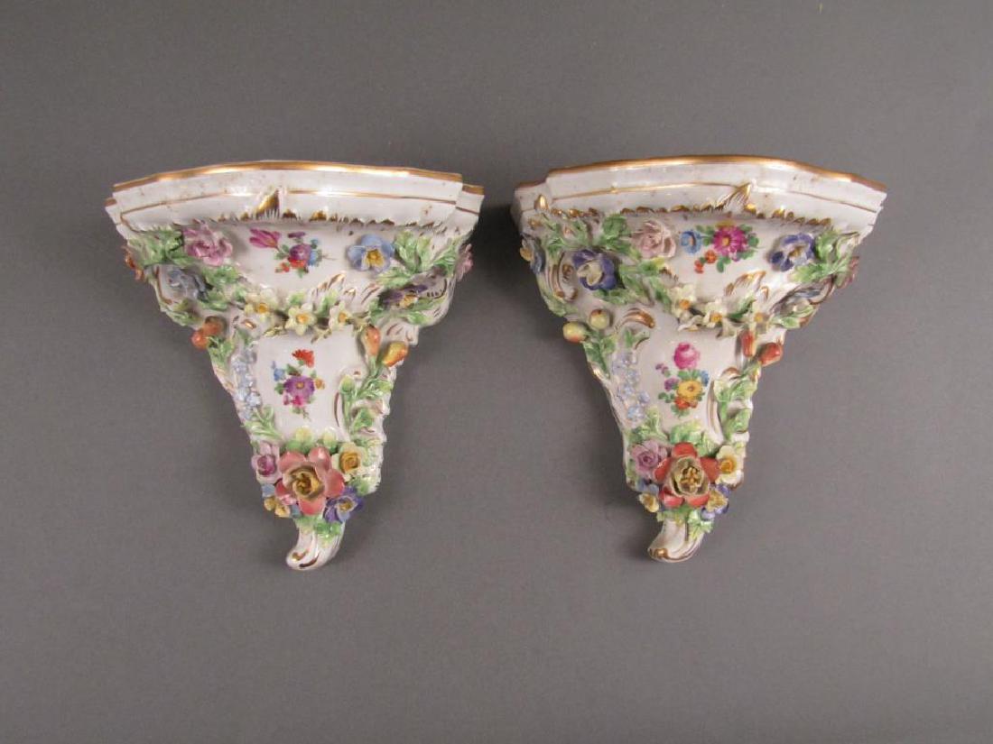 Pair of Dresden Porcelain Wall Brackets (1 of 6)
