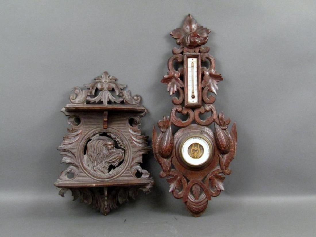 Carved Wood Bracket and Barometer (1 of 7)
