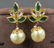 Pair 18K Gold, Emerald and Diamond Earrings