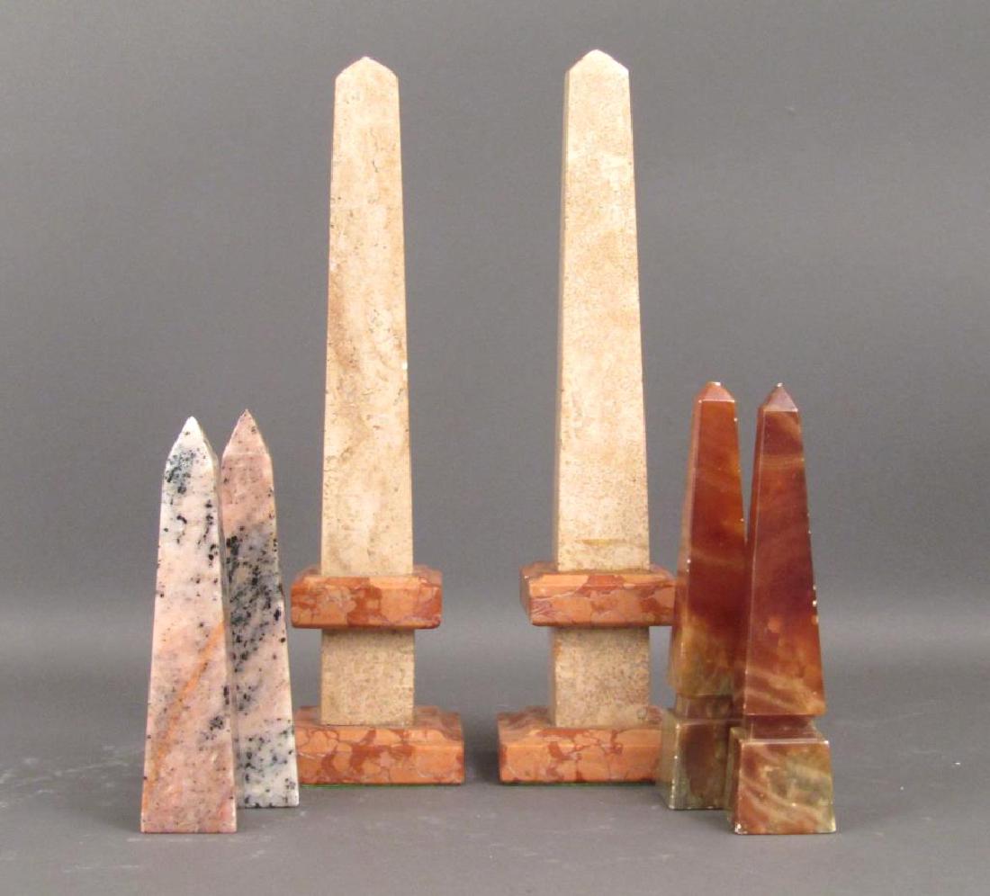 3 Pair of Alabaster Obelisks: Some with chips. As shown. 12H"