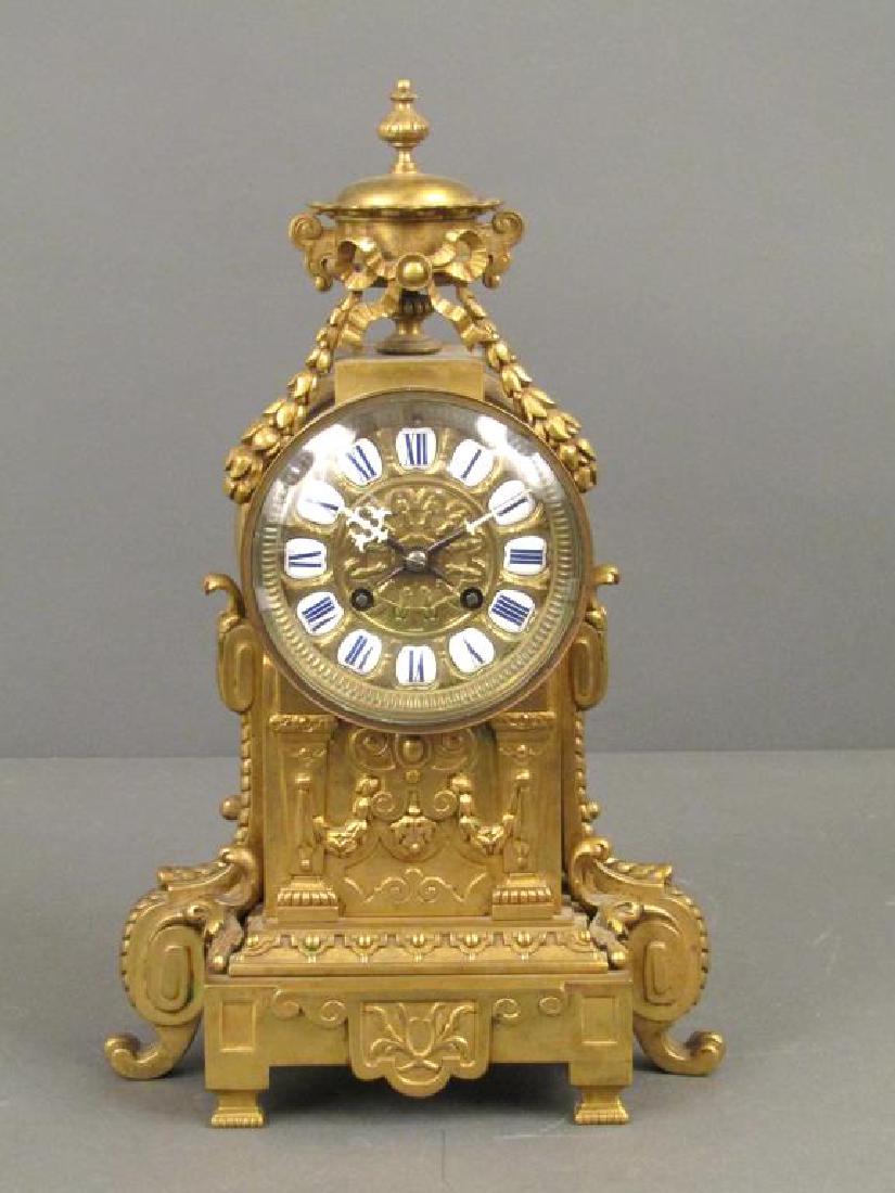 Tiffany Style Gilt Bronze Mantle Clock (1 of 8)