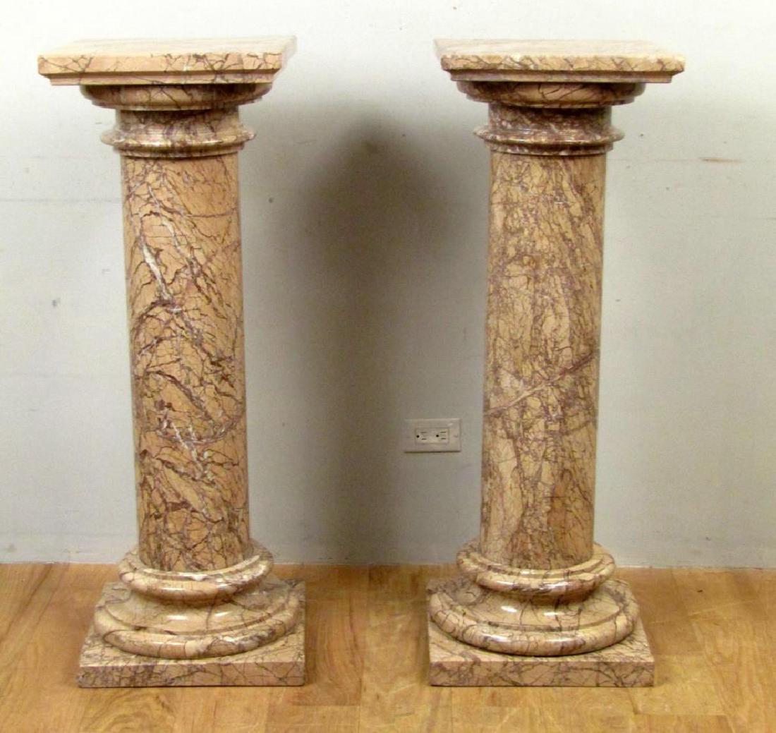Pair Heavy Marble Pedestals (1 of 8)