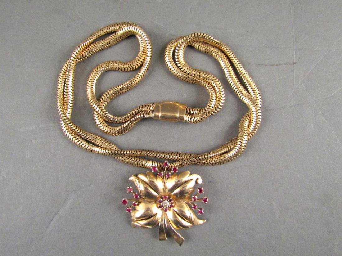 14K Gold Brooch on Chain (1 of 5)