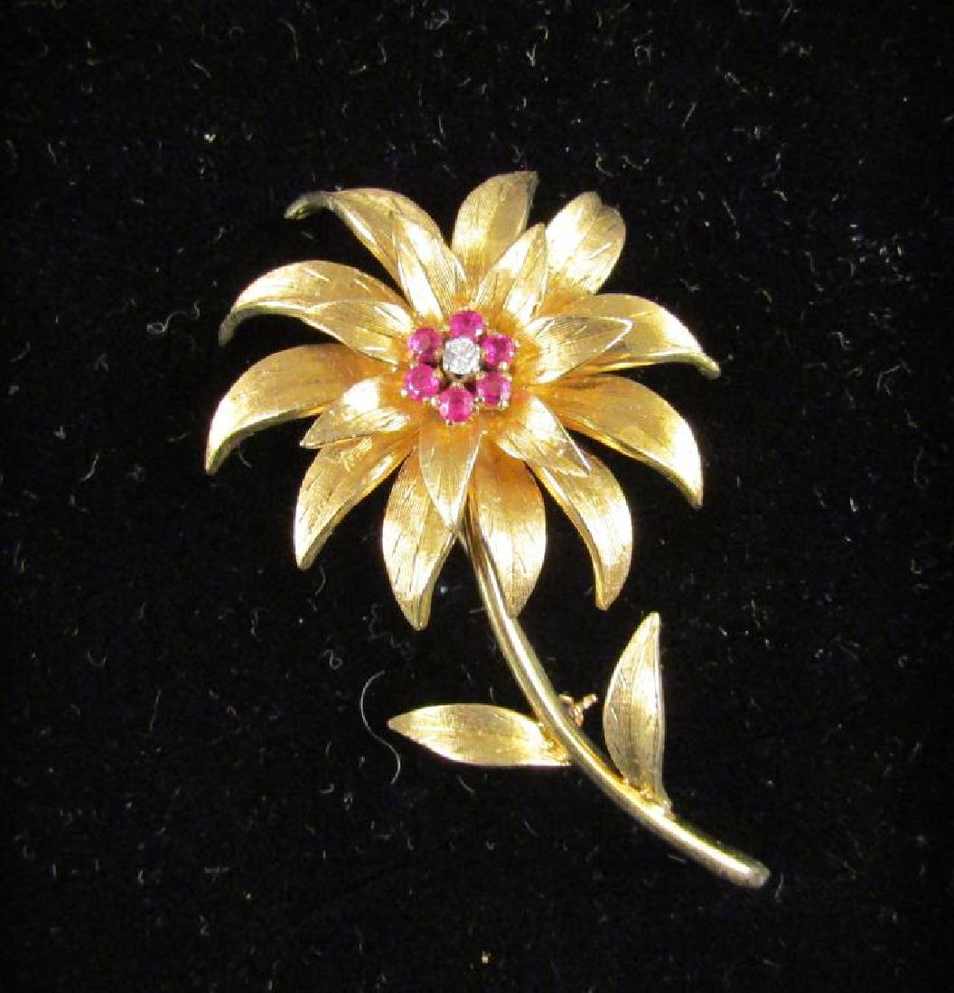 Tiffany & Co. 18K Gold Flower Form Brooch (1 of 5)