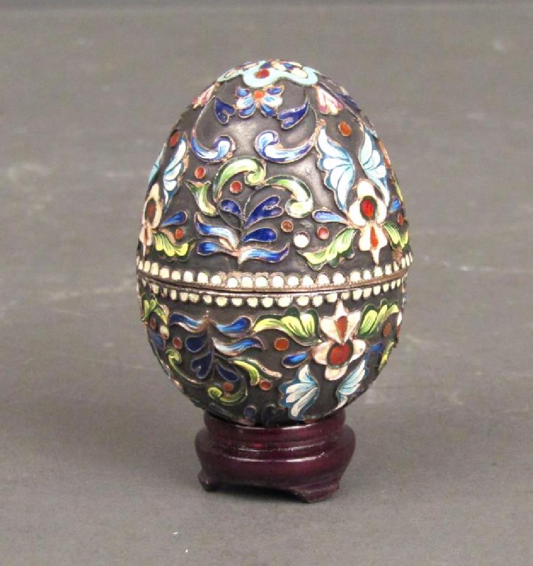 Small Russian Silver Enameled Egg (1 of 8)