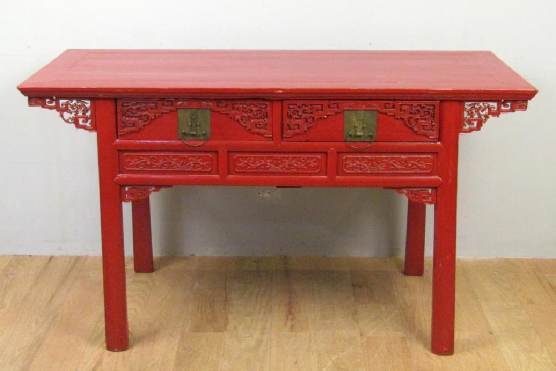 Chinese Red Lacquer Console Altar (1 of 7)